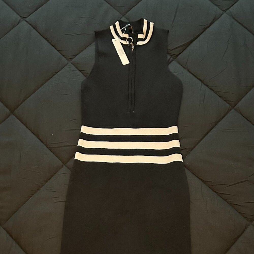 Black and White Colorblock Midi Dress! 🤍✨